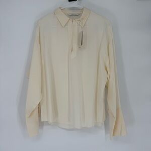 Rebecca Taylor Silk Cream Women's Blouse Long Sleeve Medium NWT